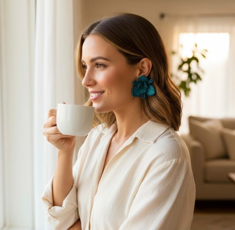 ARETES ORQUIDEAS AZUL