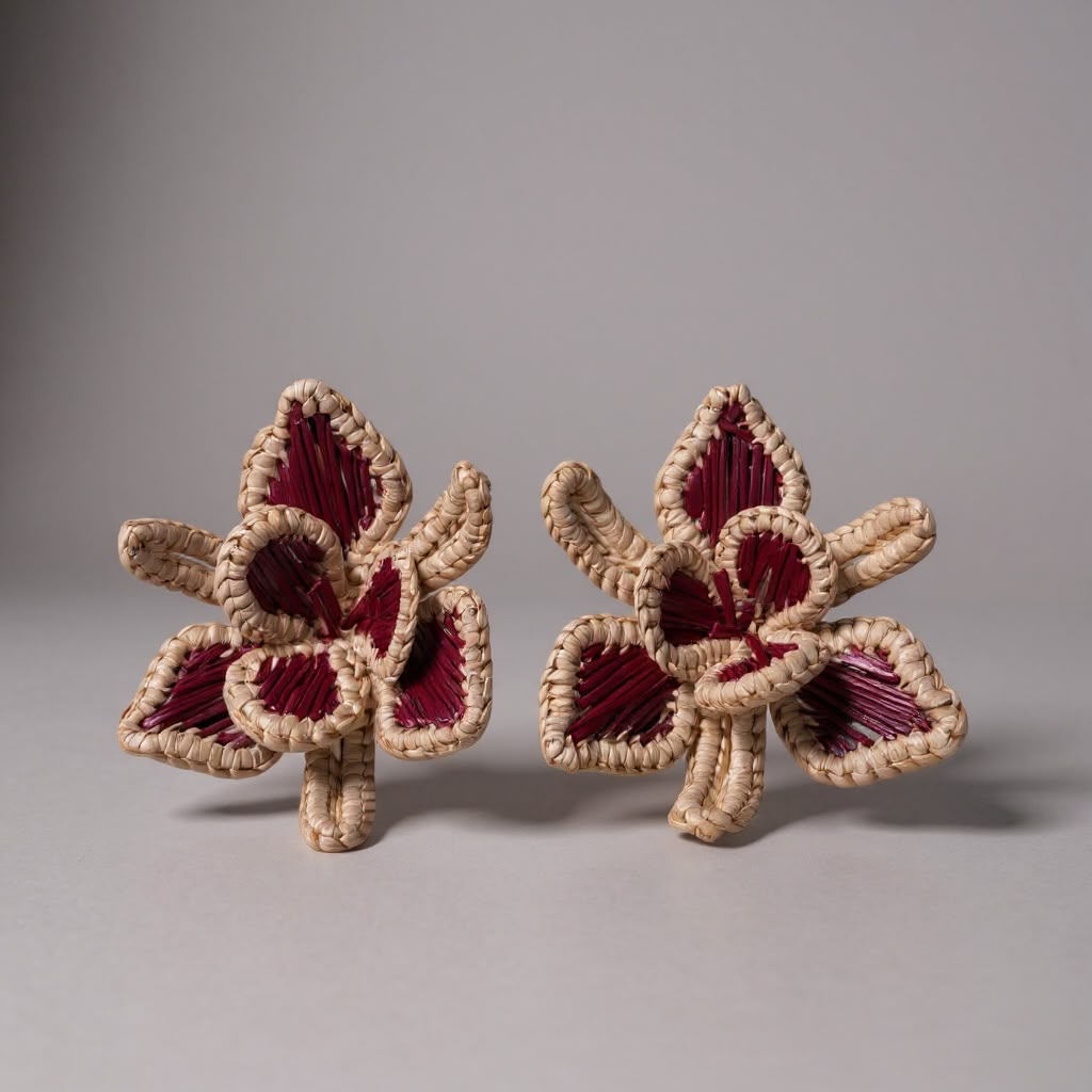 ARETES ORQUIDEAS VINO TINTO